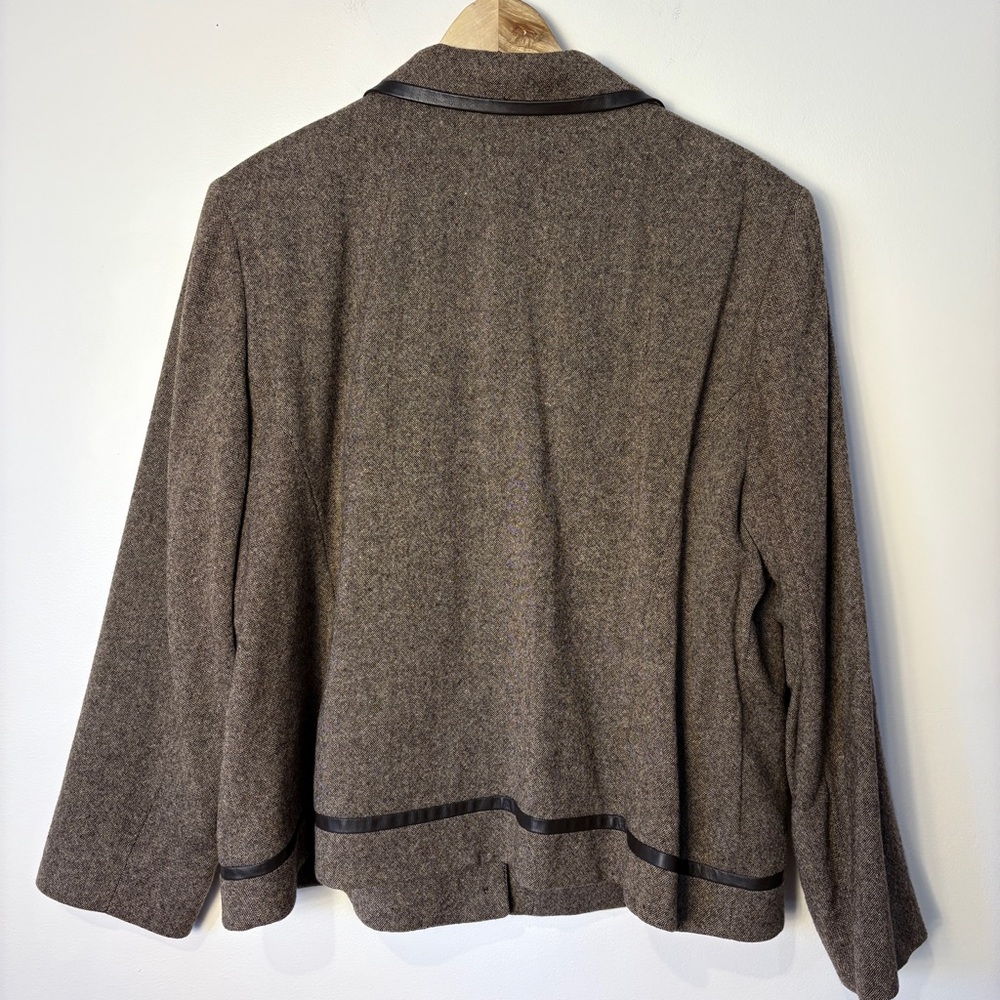 Pendleton Dark Brown Wool Blazer Jacket Leather T… - image 8